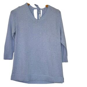 Talbots Ice Blue Double V Tie Back Sweater Size MP‎